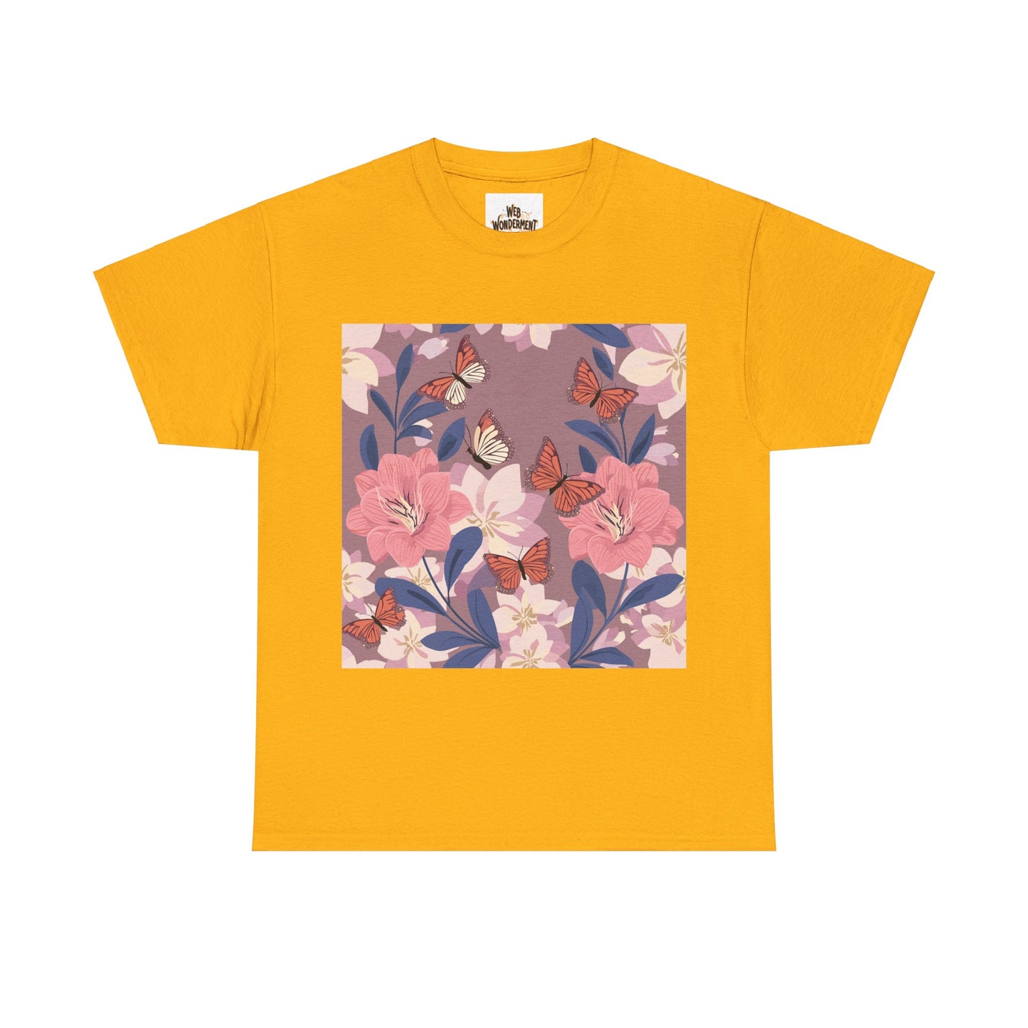 Butterflies and Flowers Unisex Heavy Cotton T-Shirt