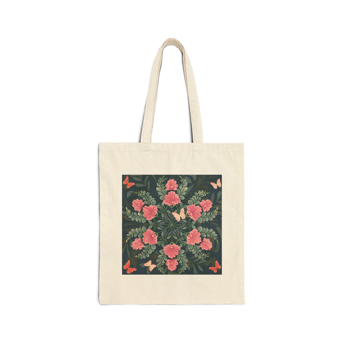 Butterflies and Flowers Cotton Canvas Tote Bag