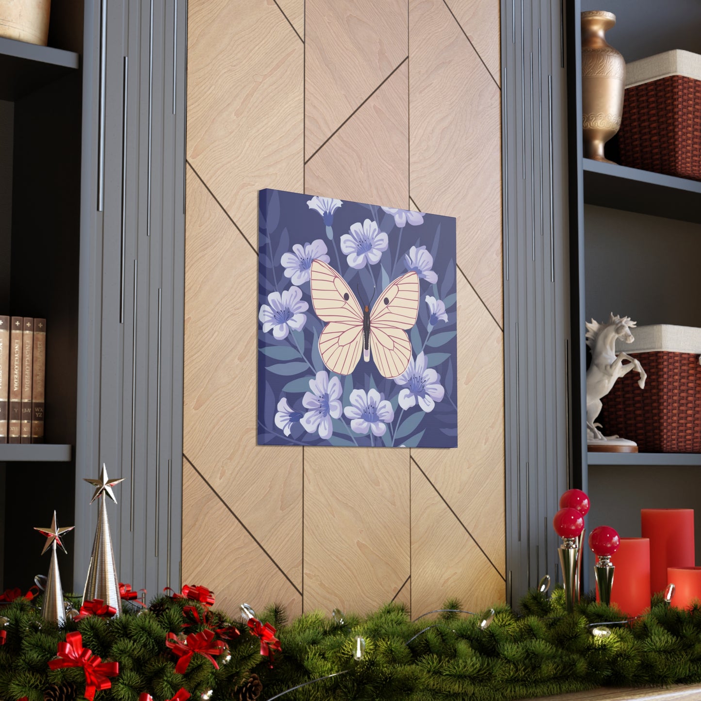 Butterfly in Flowers Canvas Gallery Wraps