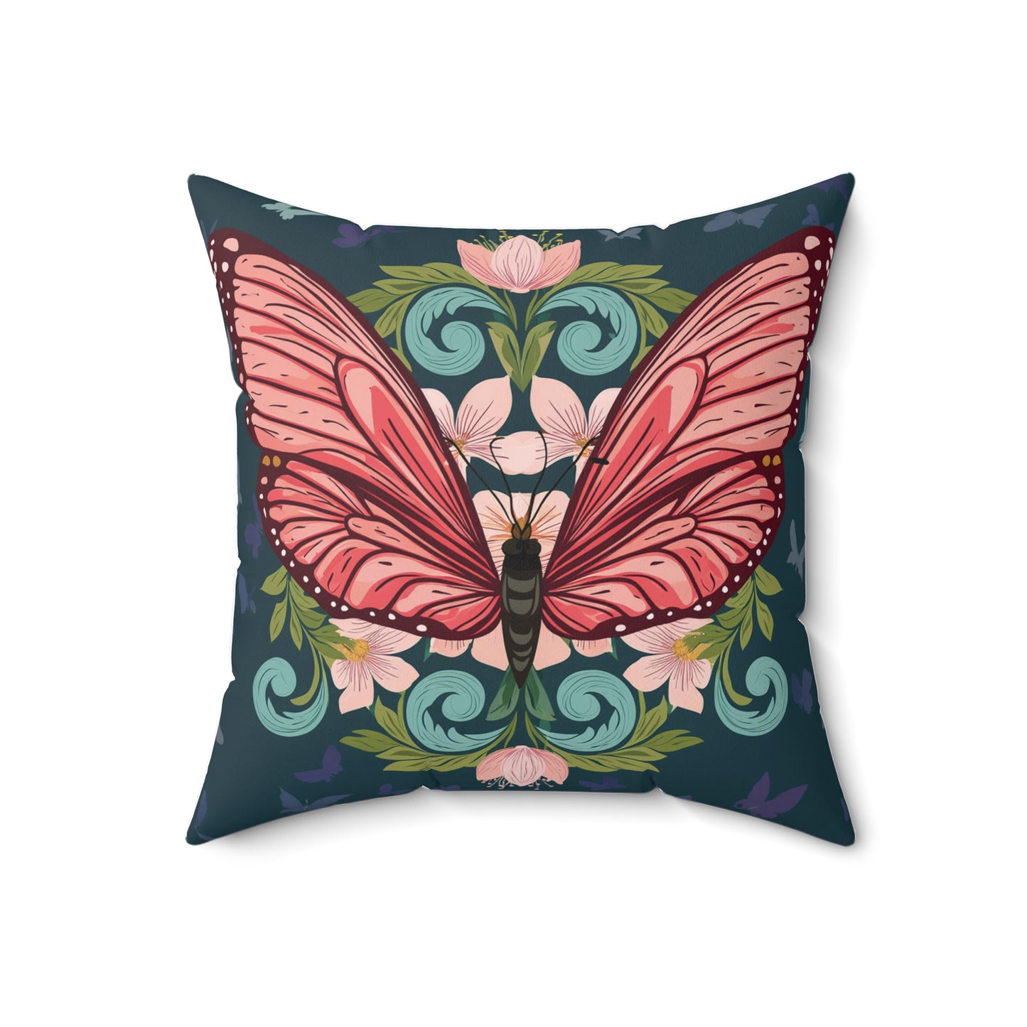 Butterfly Spun Polyester Square Pillow