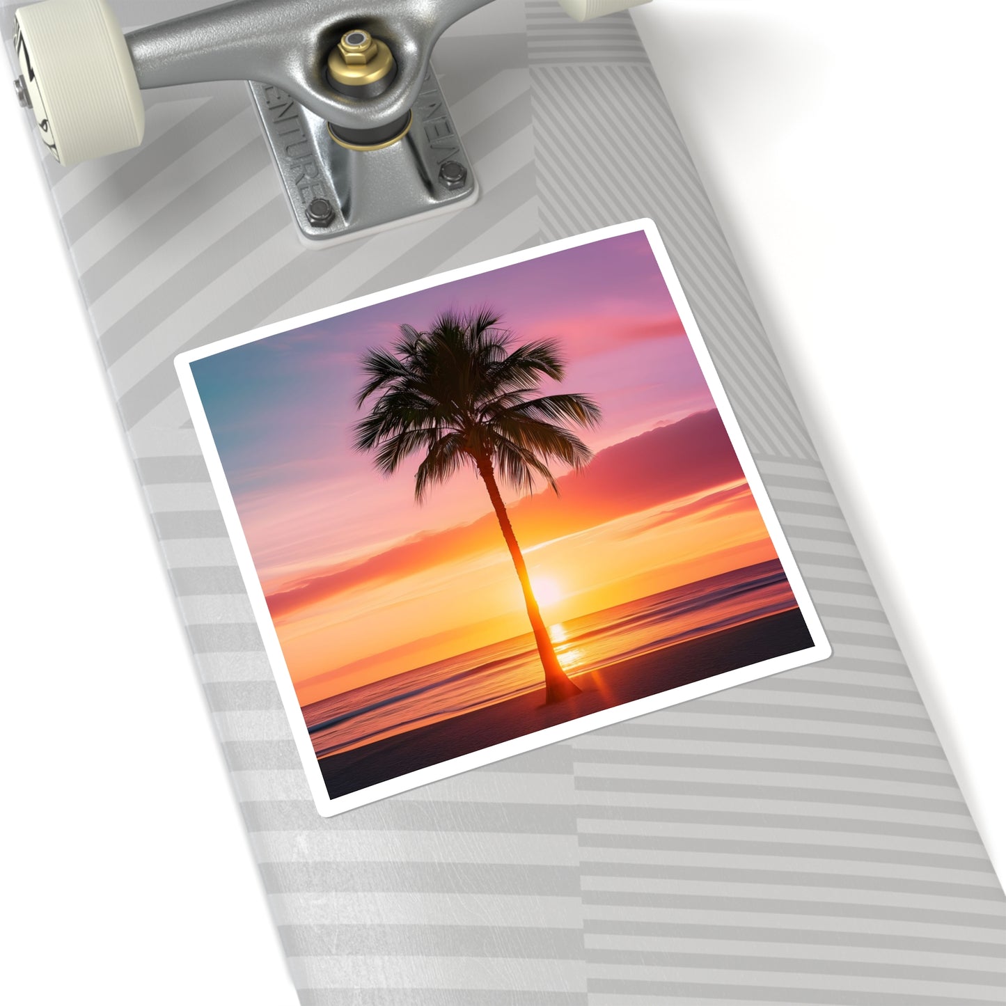 Sunset Palm Tree Square Stickers