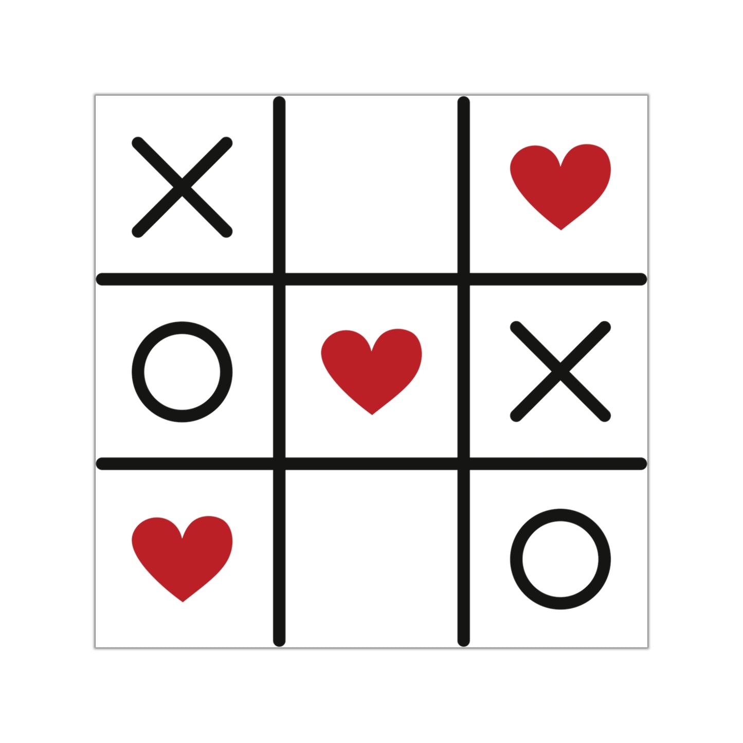 Valentine Tic-Tac-Toe Square Vinyl Sticker