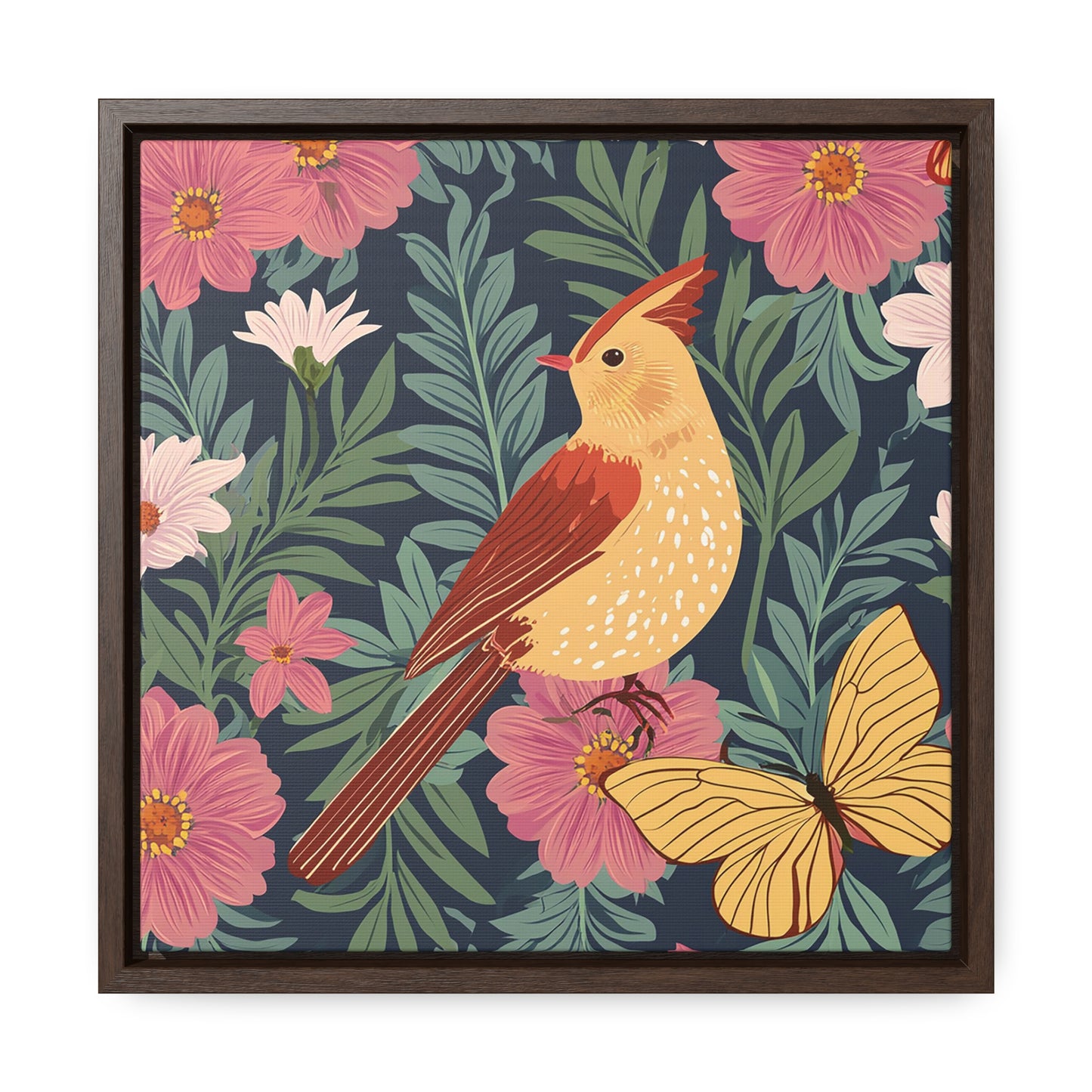 Bird and Butterfly Gallery Canvas Wraps, Square Frame