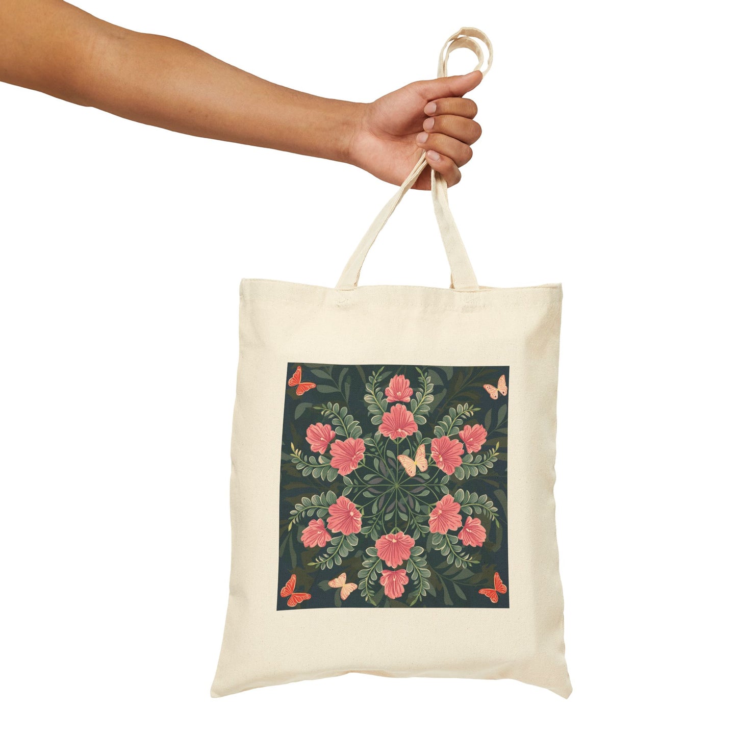 Butterflies and Flowers Cotton Canvas Tote Bag