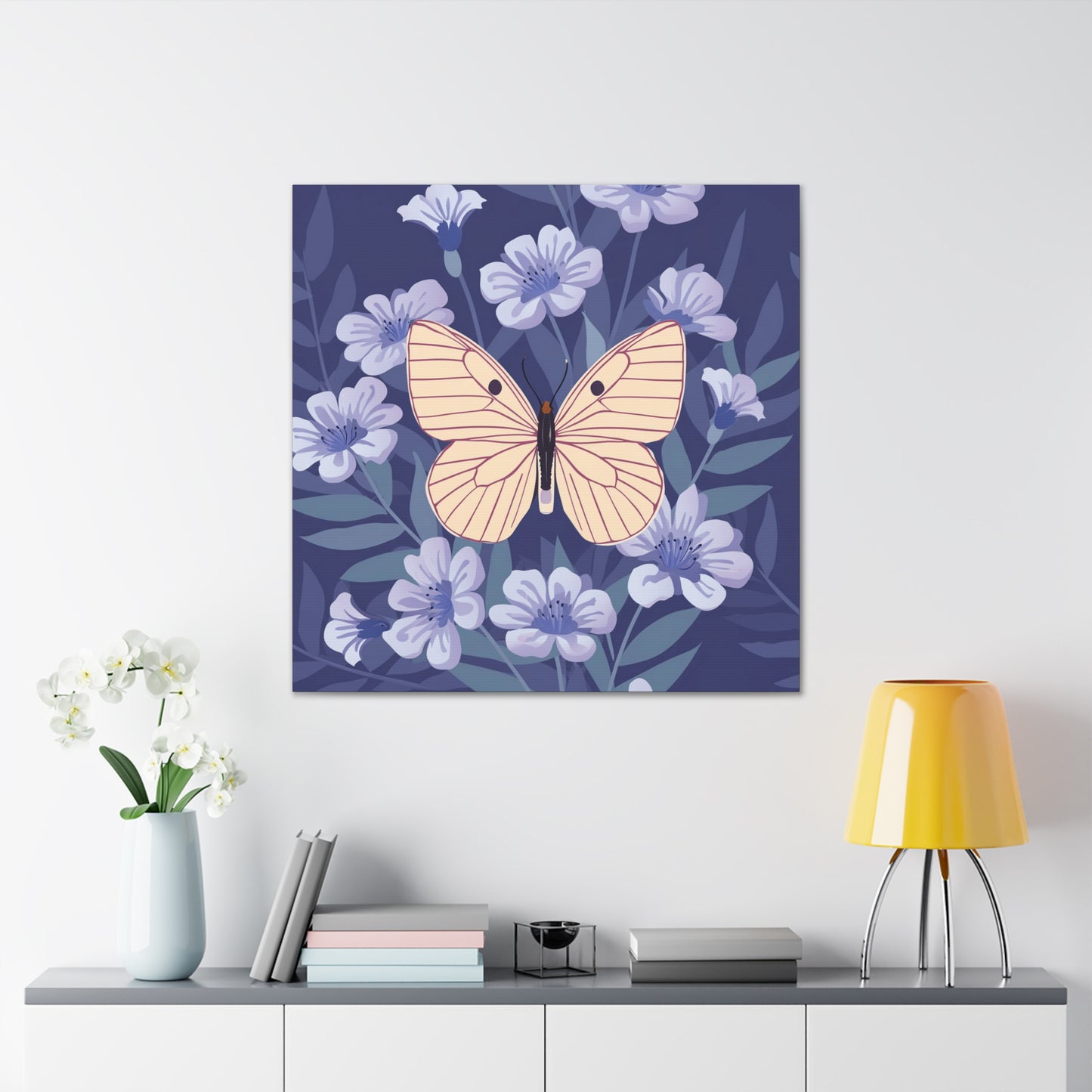 Butterfly in Flowers Canvas Gallery Wraps
