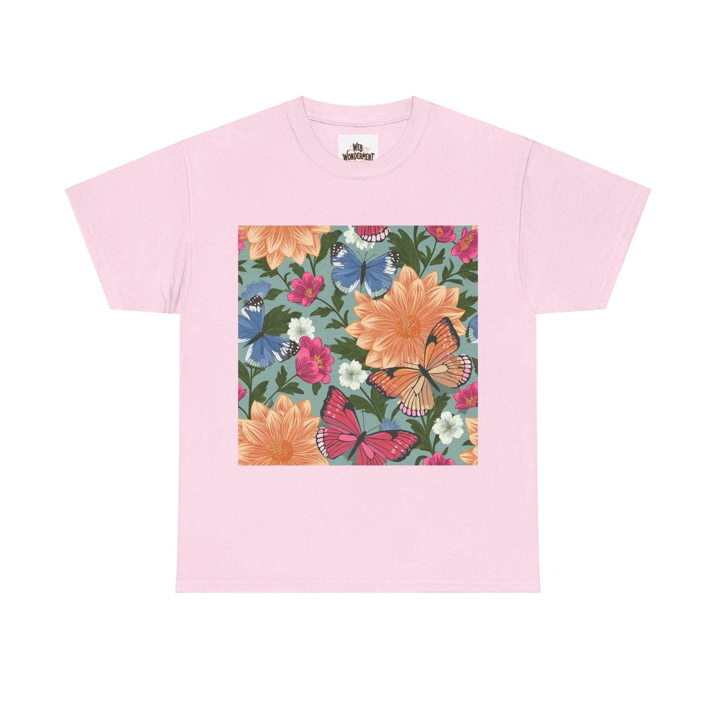 Butterflies and Flowers Unisex Heavy Cotton T-Shirt