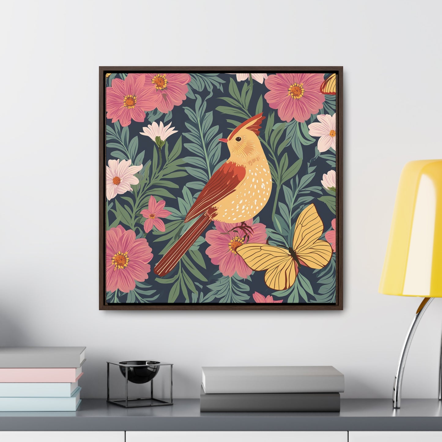 Bird and Butterfly Gallery Canvas Wraps, Square Frame