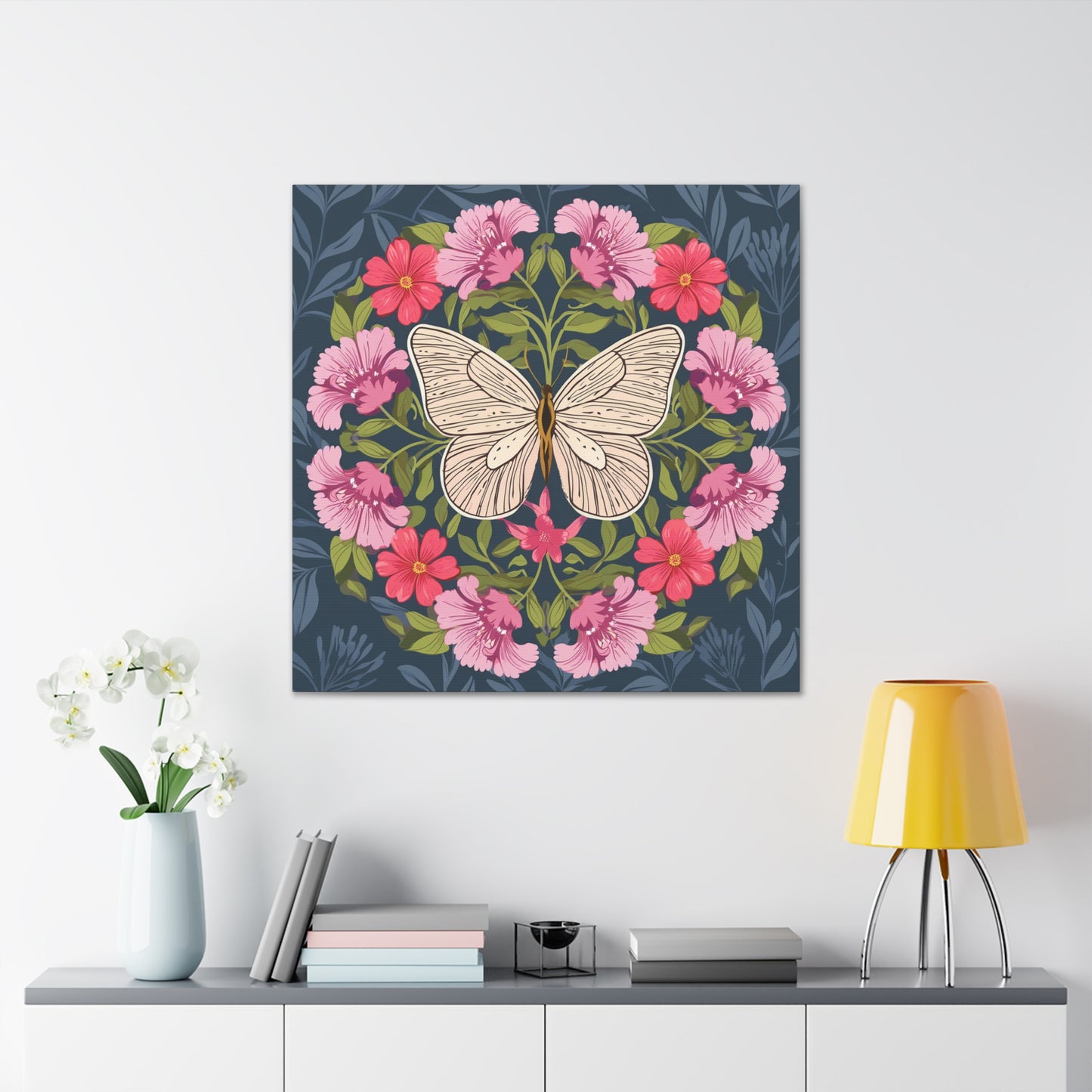 Butterfly in Flowers Canvas Gallery Wraps