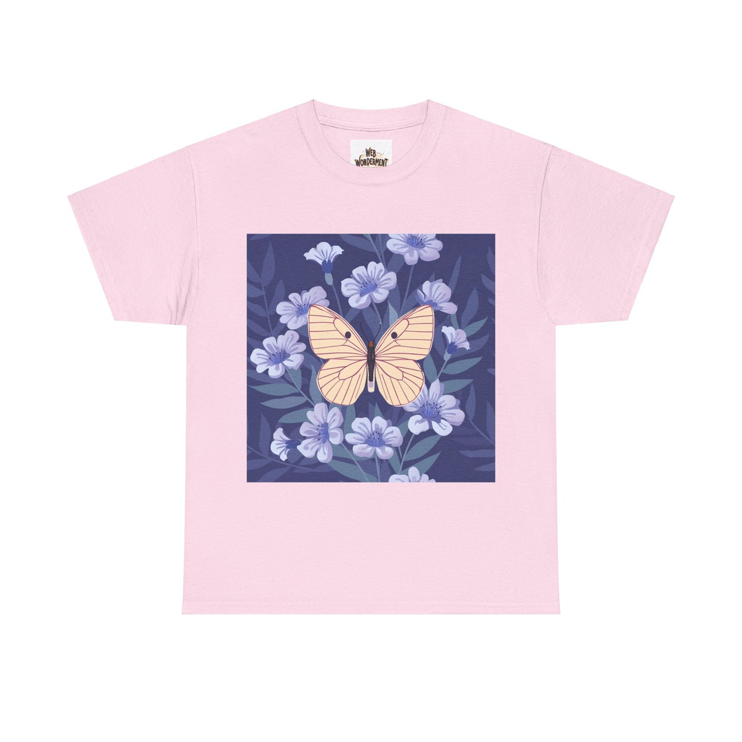 Butterfly in Flowers Unisex Heavy Cotton T-Shirt