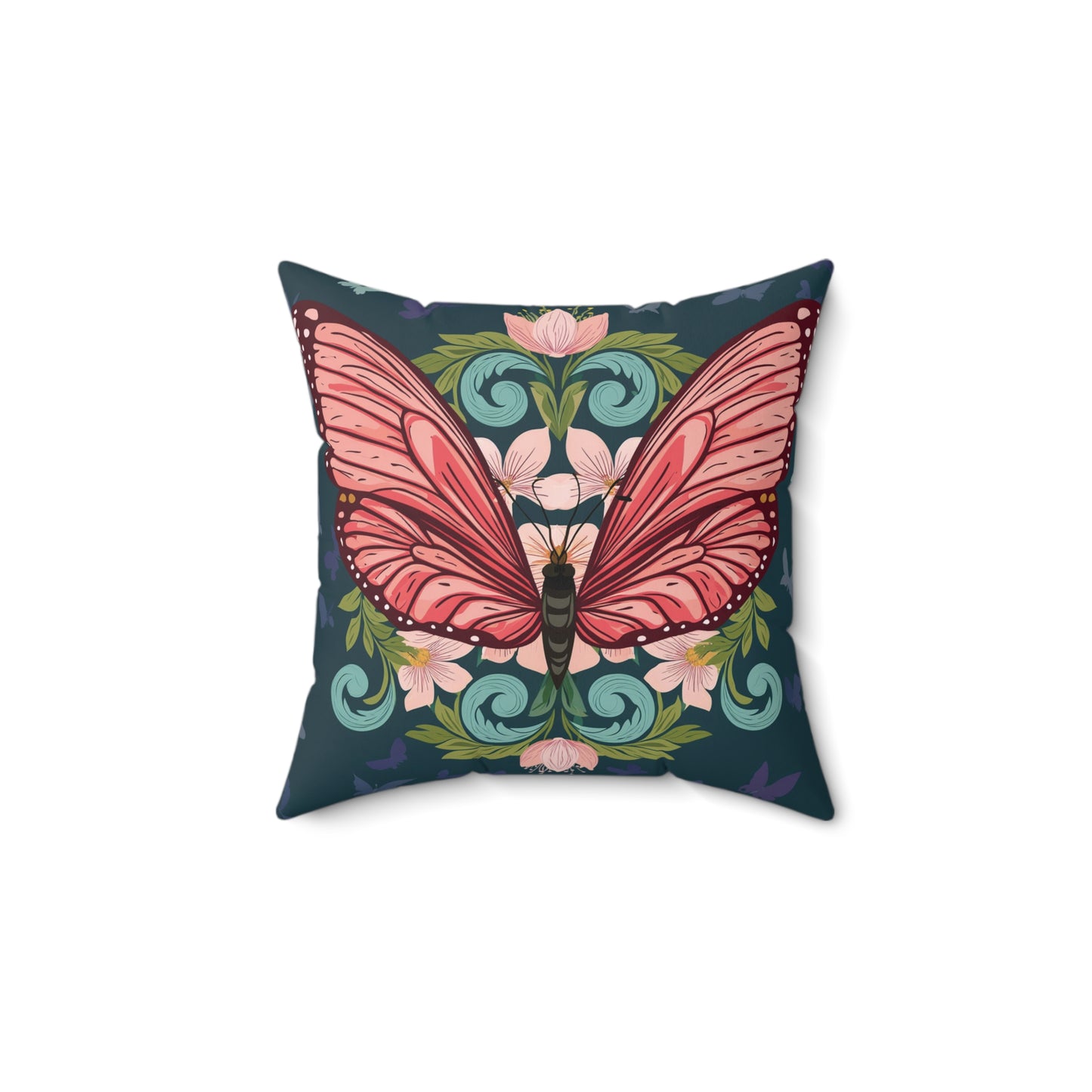 Butterfly Spun Polyester Square Pillow