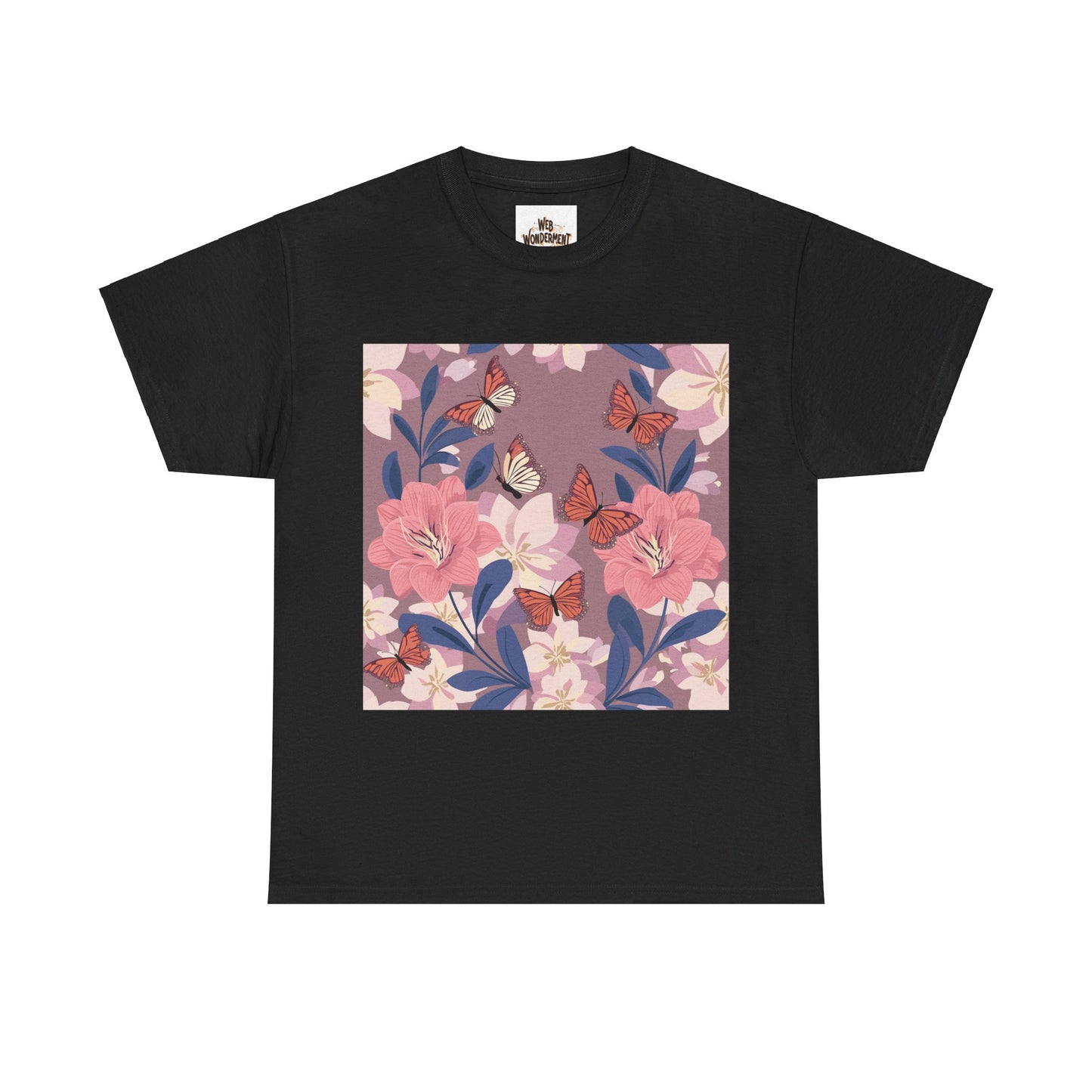 Butterflies and Flowers Unisex Heavy Cotton T-Shirt