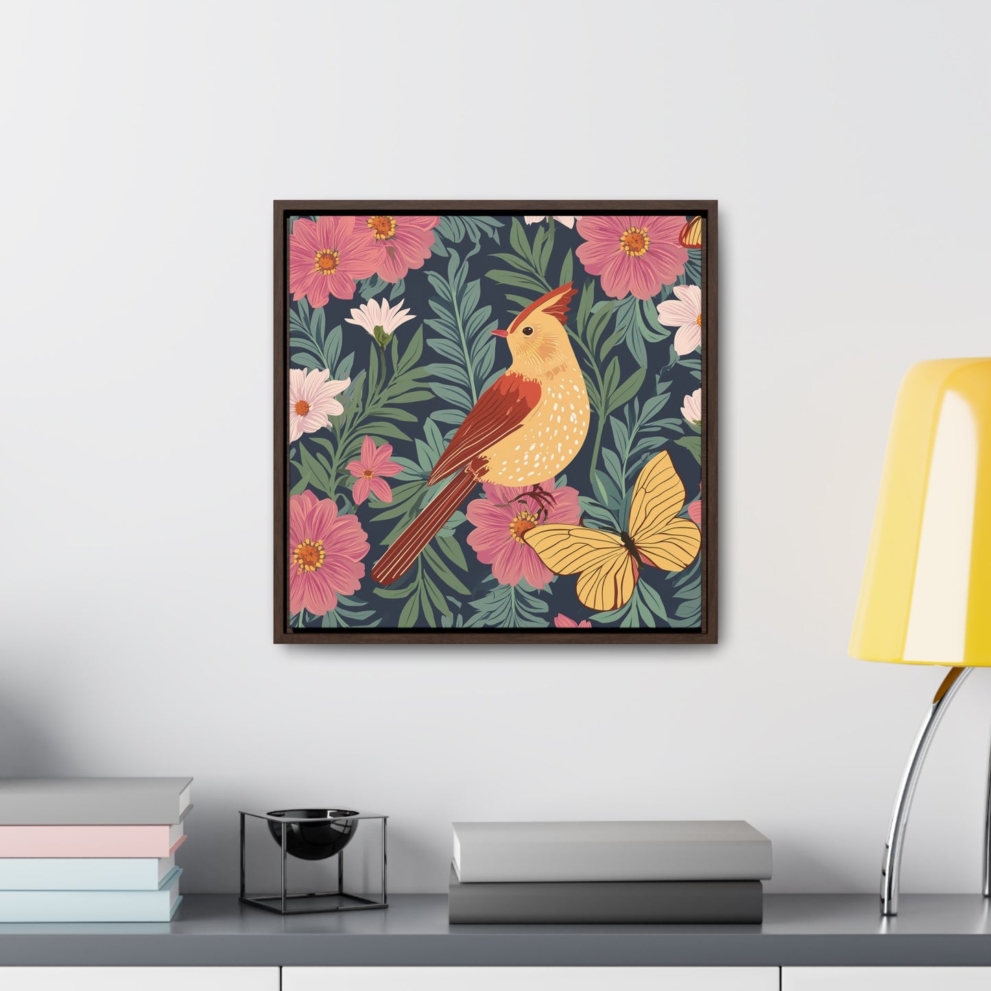 Bird and Butterfly Gallery Canvas Wraps, Square Frame