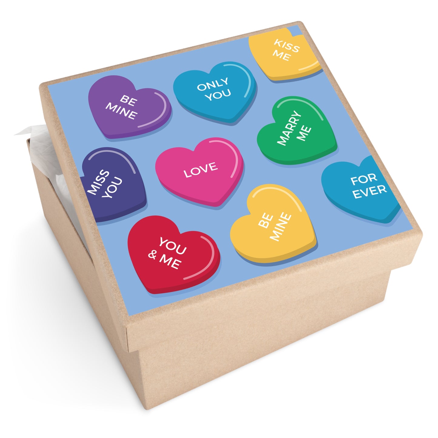 Valentine Candy Hearts Square Vinyl Sticker