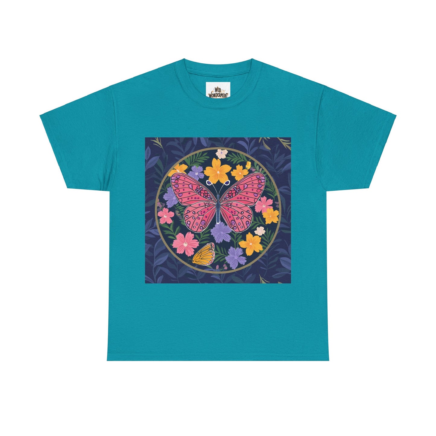 Butterfly in Flowers Unisex Heavy Cotton T-Shirt