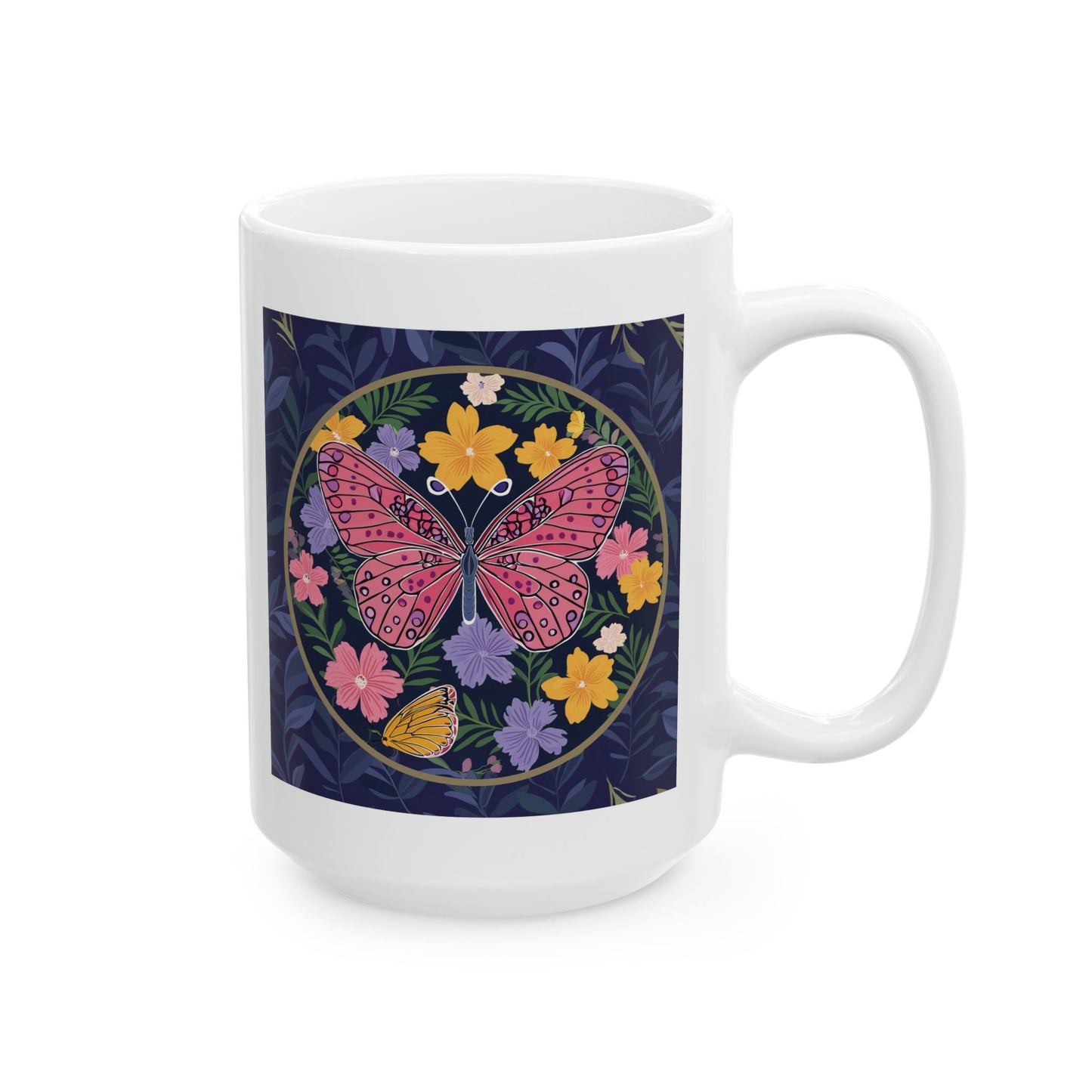 Butterfly and Flowers Ceramic Mug