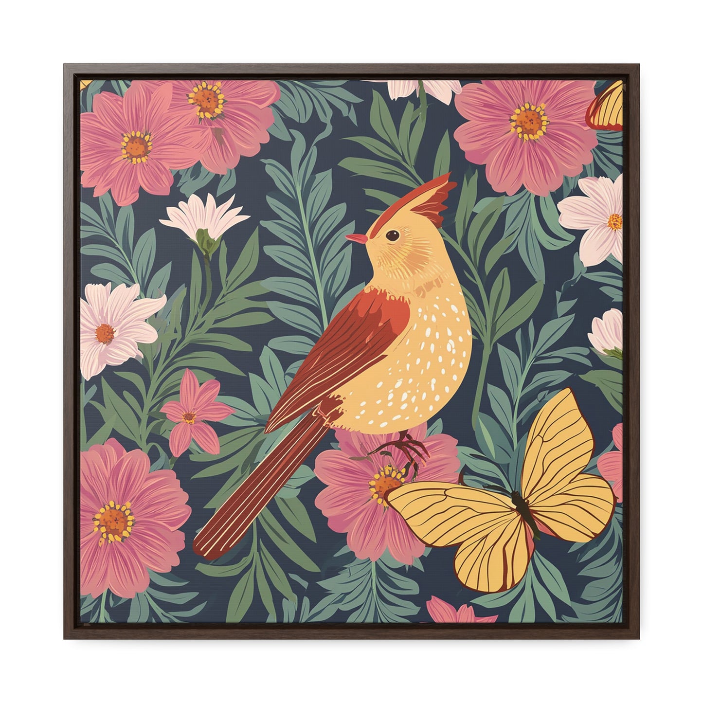 Bird and Butterfly Gallery Canvas Wraps, Square Frame