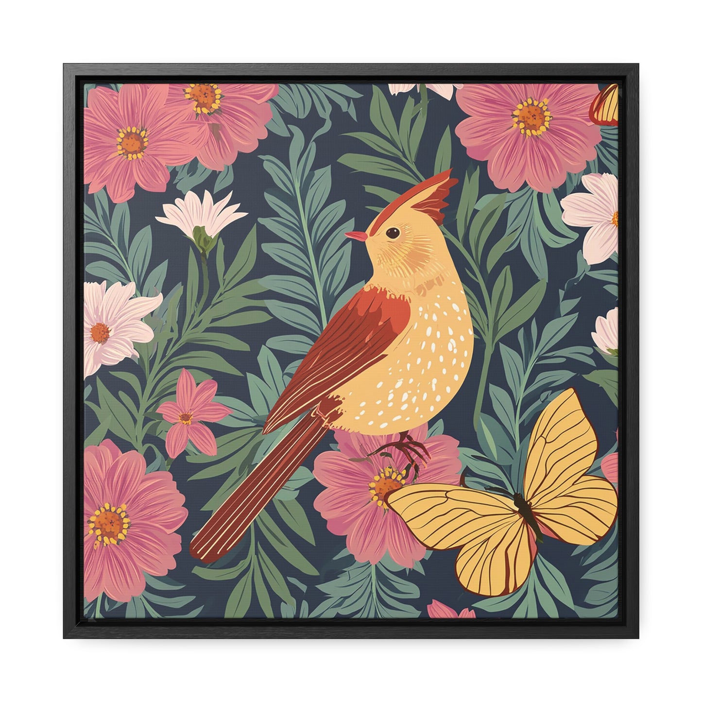 Bird and Butterfly Gallery Canvas Wraps, Square Frame