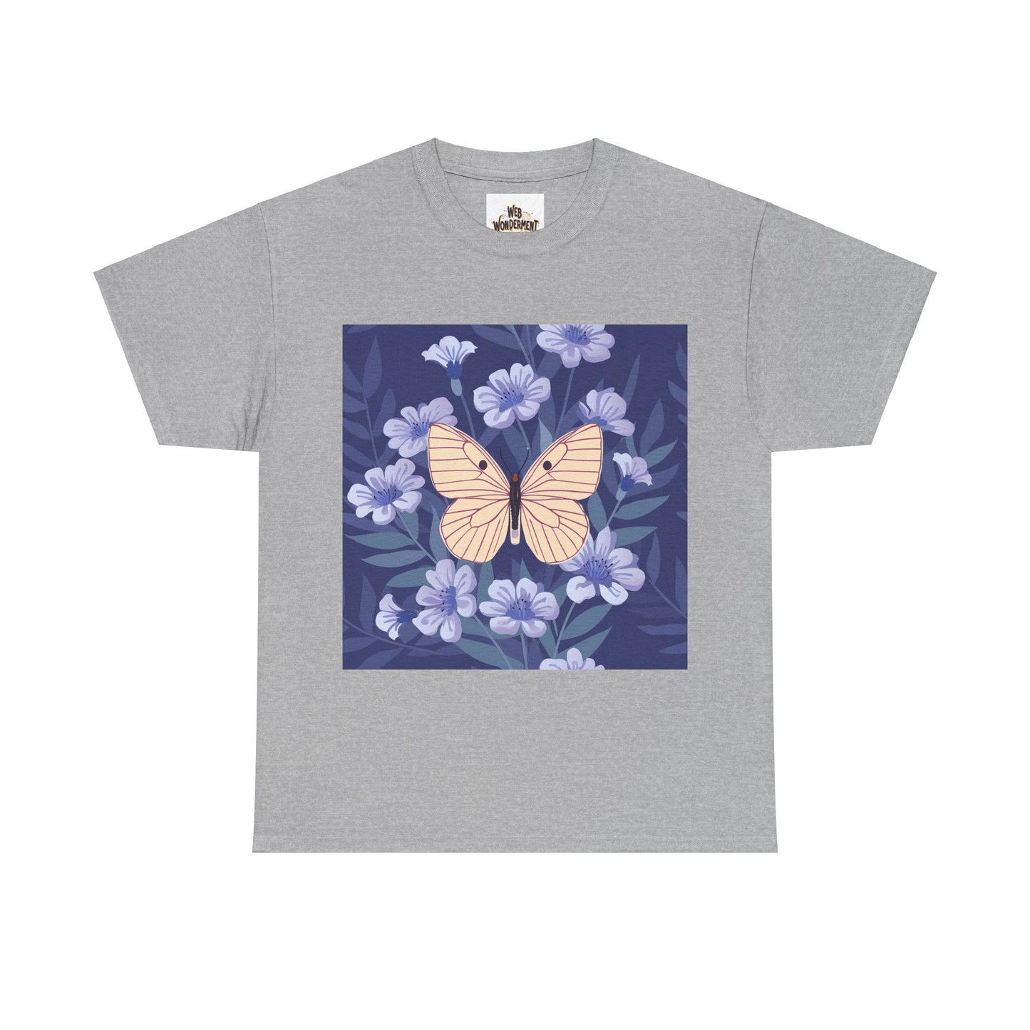 Butterfly in Flowers Unisex Heavy Cotton T-Shirt