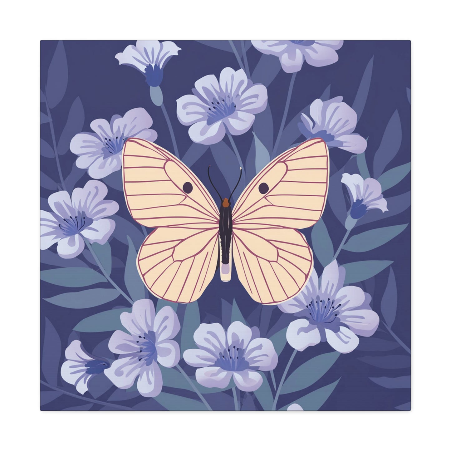 Butterfly in Flowers Canvas Gallery Wraps