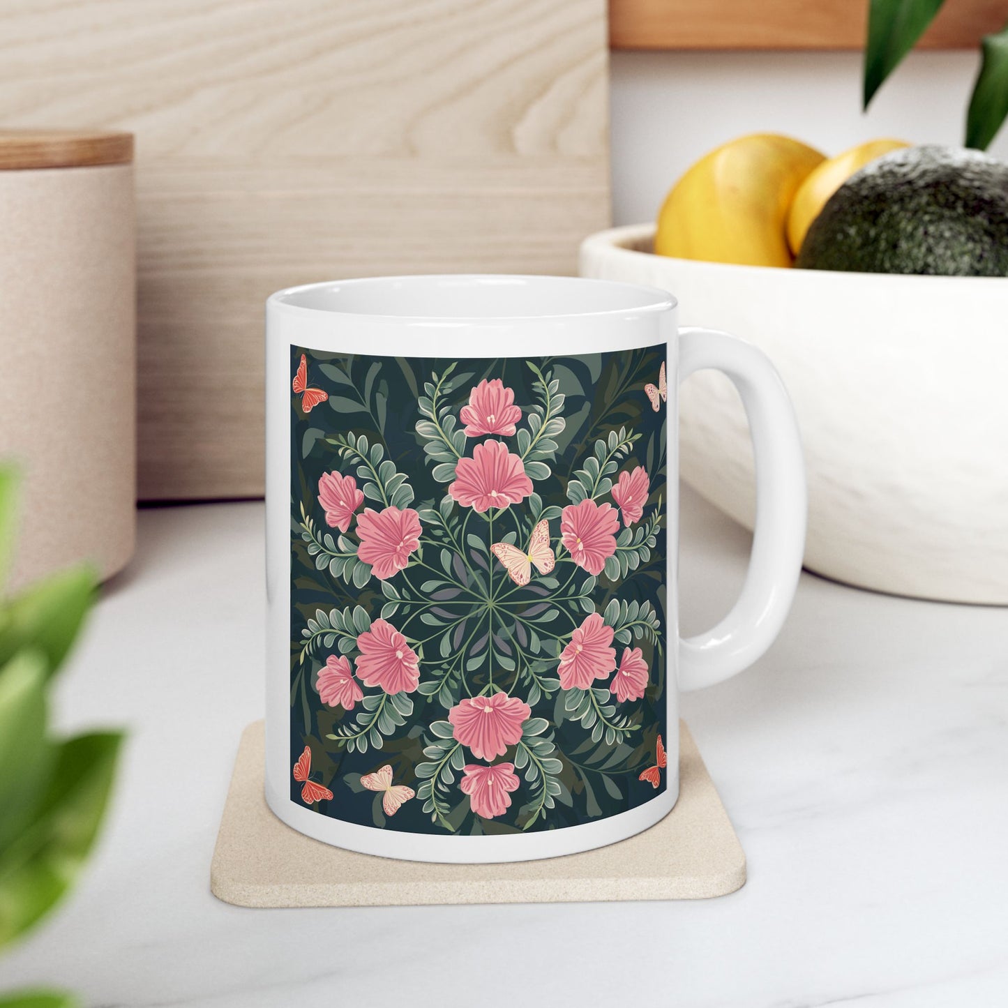 Butterflies and Flowers Ceramic Mug