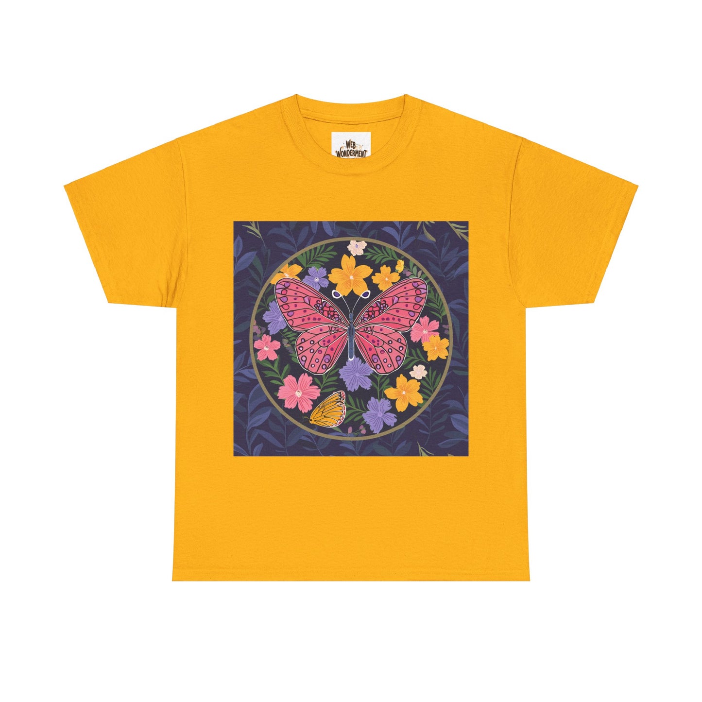 Butterfly in Flowers Unisex Heavy Cotton T-Shirt