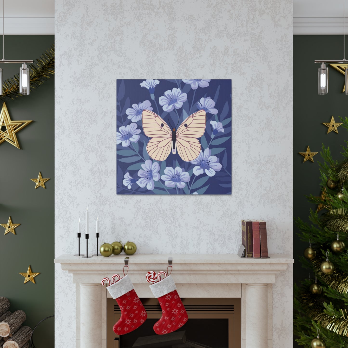 Butterfly in Flowers Canvas Gallery Wraps