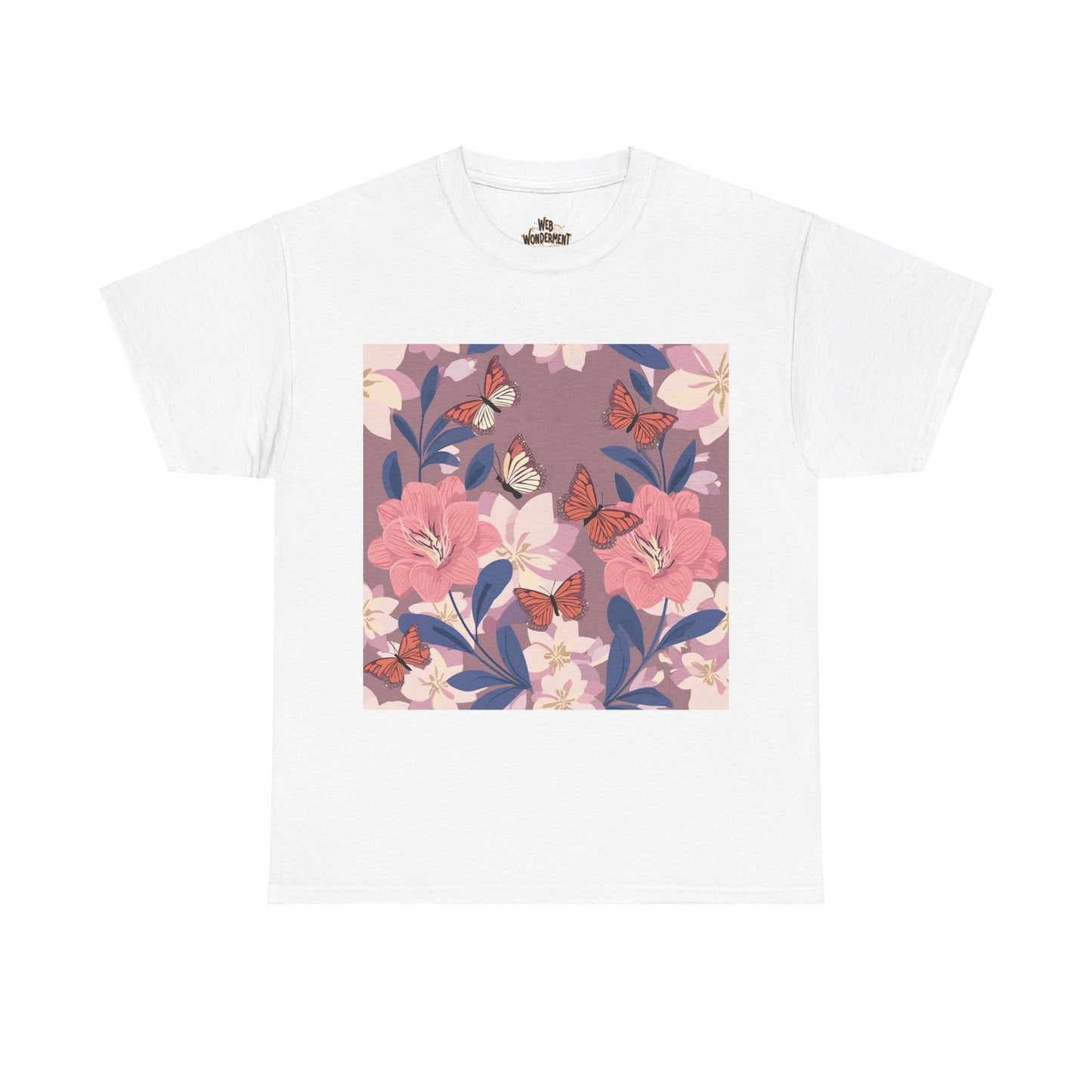 Butterflies and Flowers Unisex Heavy Cotton T-Shirt