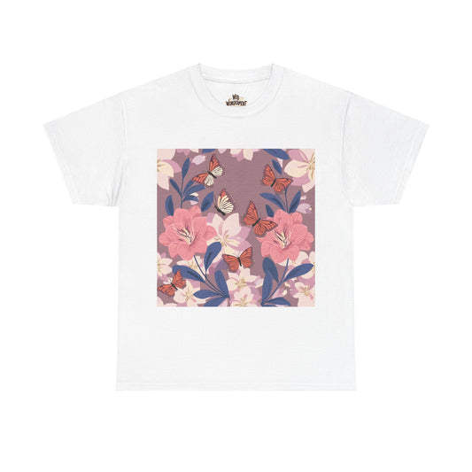 Butterflies and Flowers Unisex Heavy Cotton T-Shirt