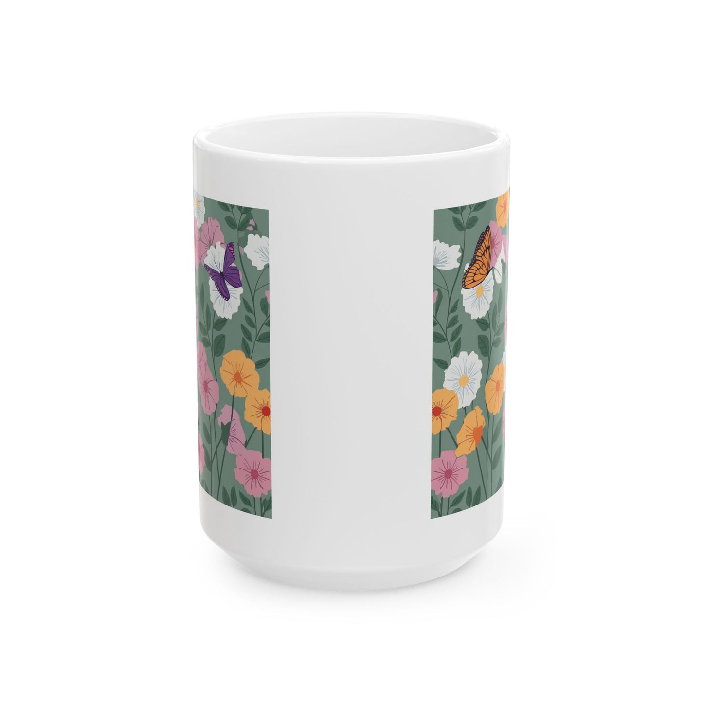 Butterfly in Flowers Ceramic Mug