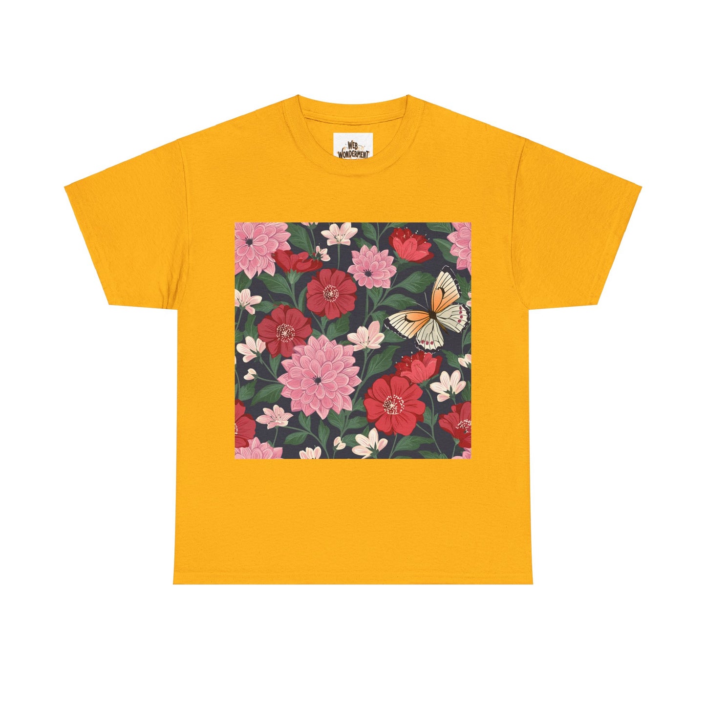 Butterfly in Flowers Unisex Heavy Cotton T-Shirt