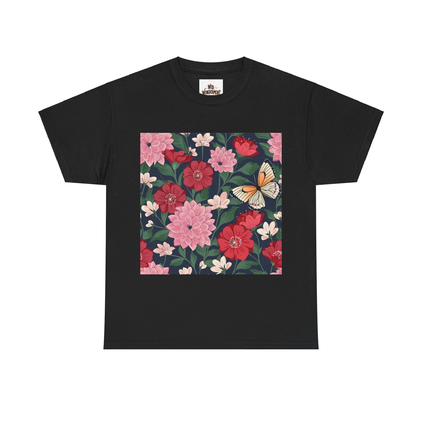 Butterfly in Flowers Unisex Heavy Cotton T-Shirt