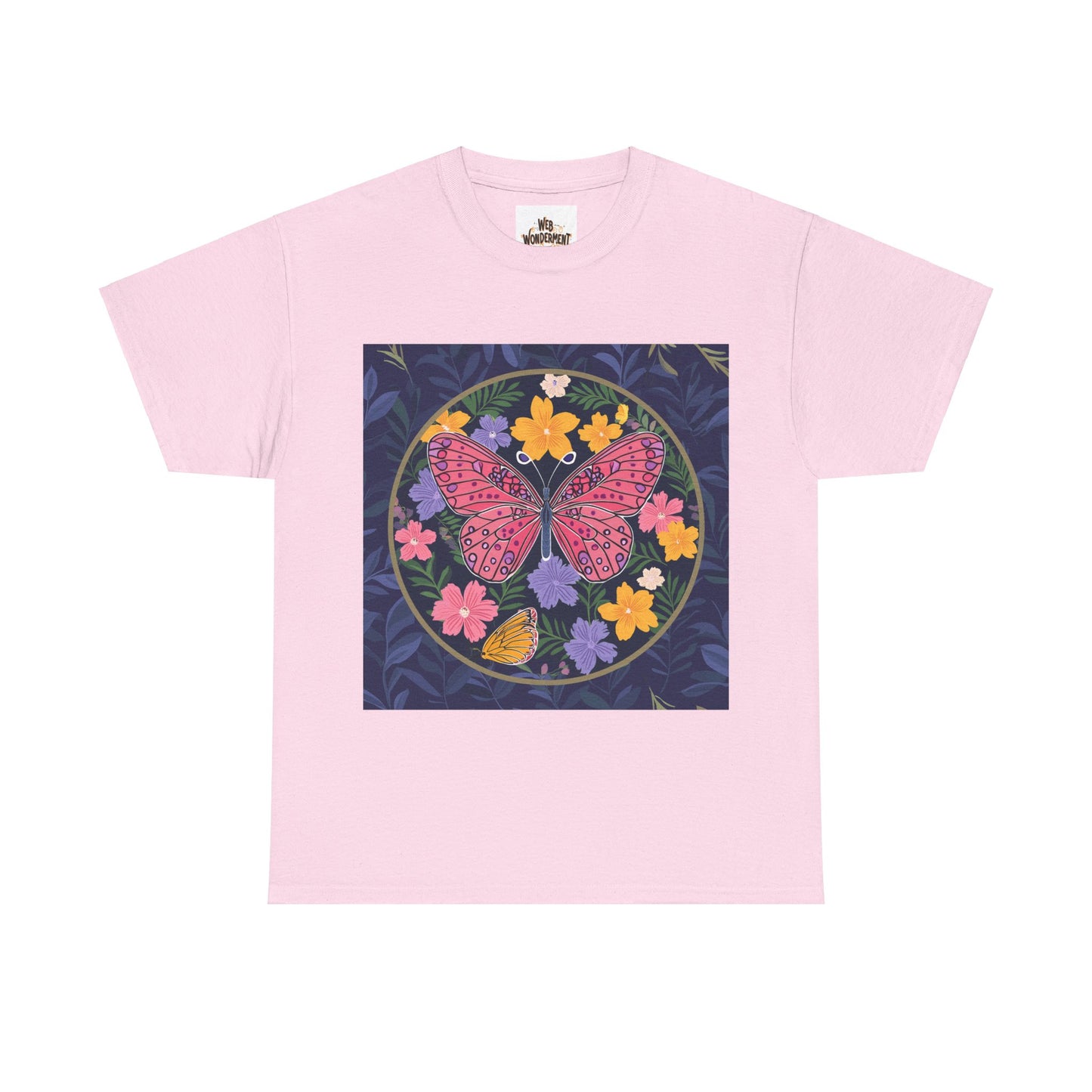 Butterfly in Flowers Unisex Heavy Cotton T-Shirt