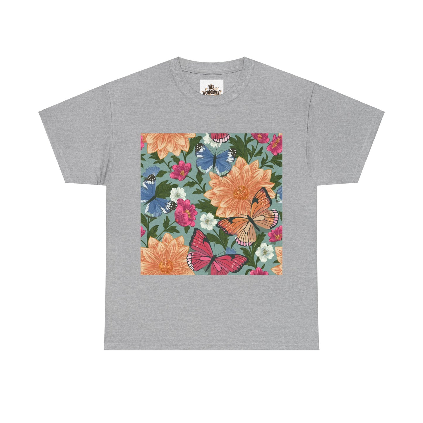 Butterflies and Flowers Unisex Heavy Cotton T-Shirt