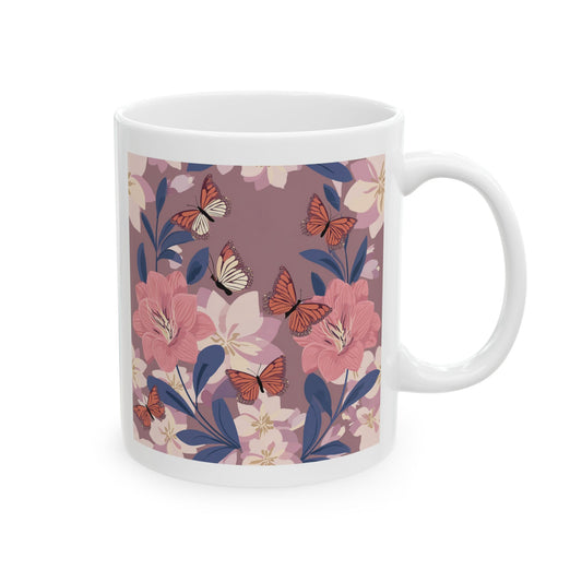 Butterflies in Flowers Ceramic Mug