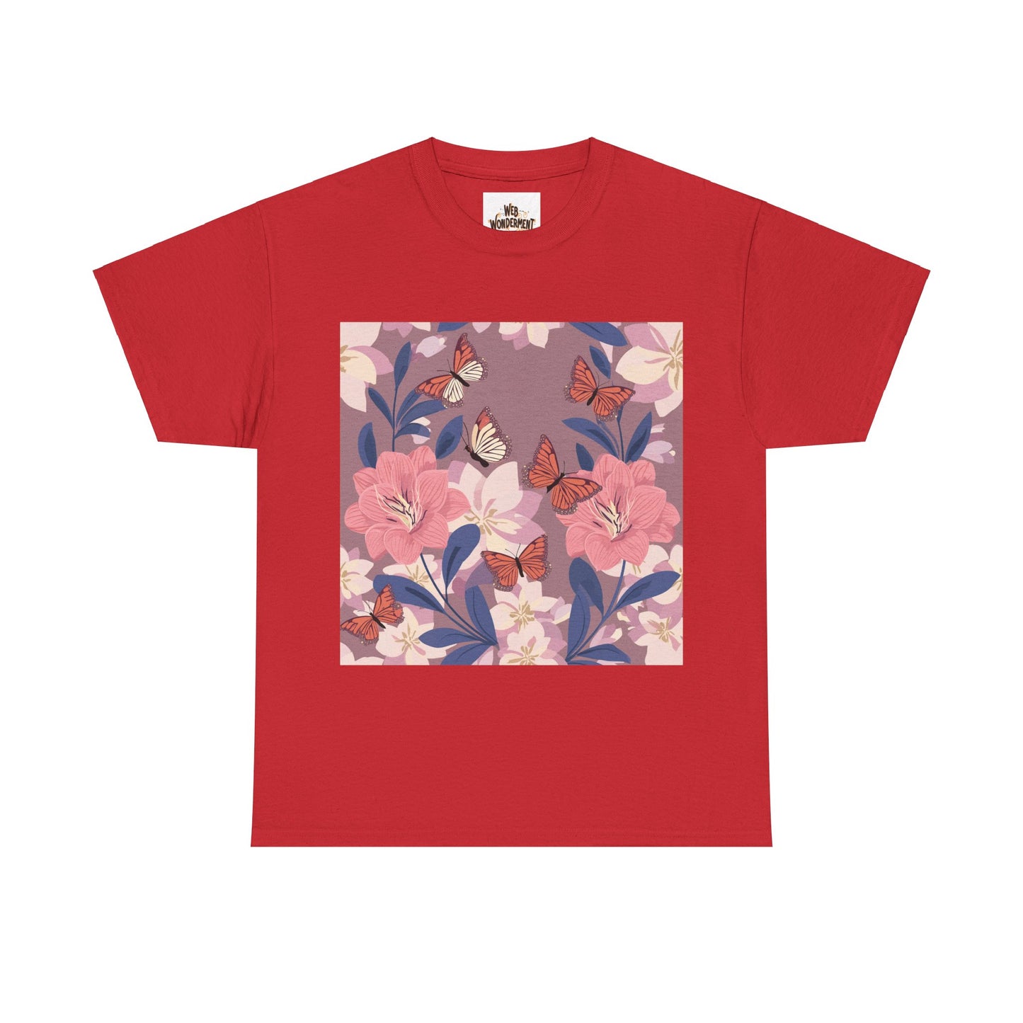 Butterflies and Flowers Unisex Heavy Cotton T-Shirt