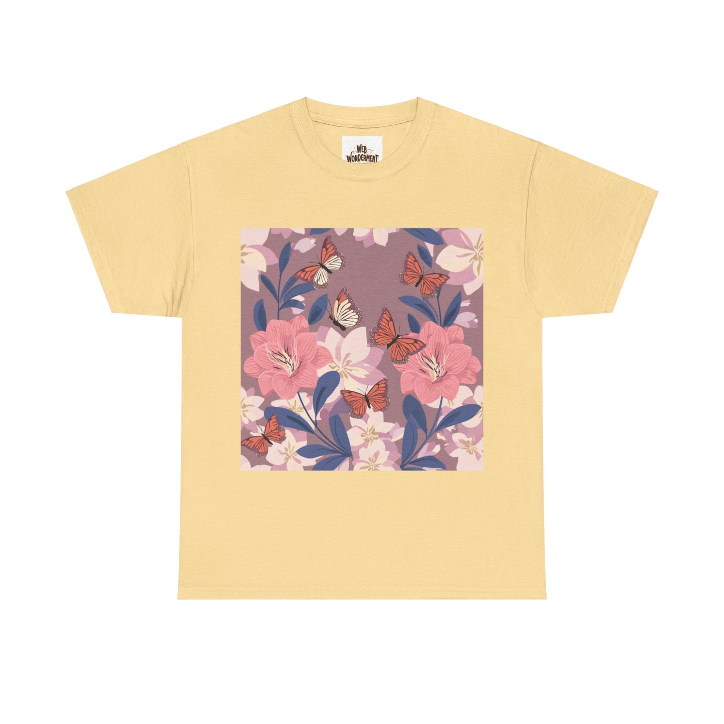 Butterflies and Flowers Unisex Heavy Cotton T-Shirt