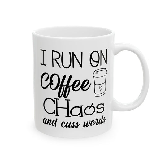Coffee, Chaos, Cuss Words Ceramic Mug