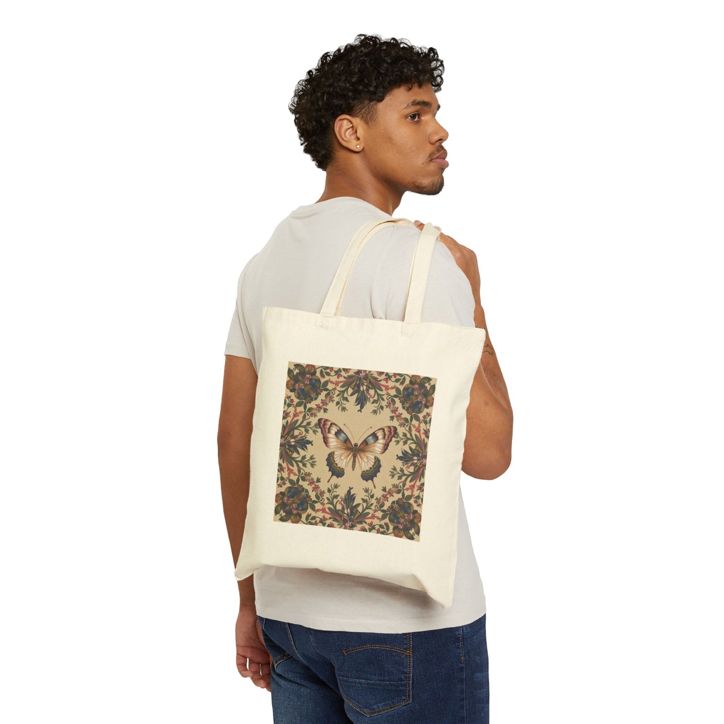 **Butterfly Canvas Tote Bag, 100% Cotton Eco-Friendly Shopping Bag, Durable 15”x16” Everyday Carry, Perfect for Nature Lovers Gift**
