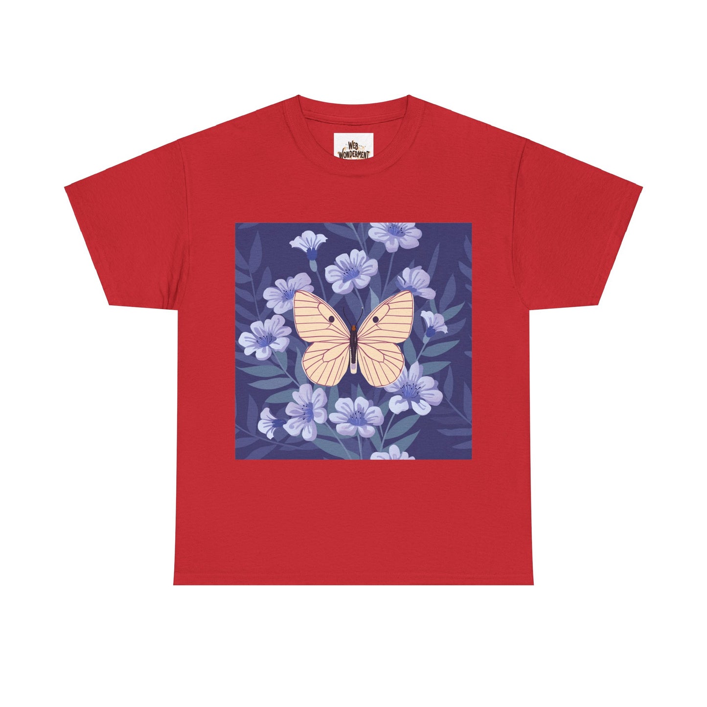 Butterfly in Flowers Unisex Heavy Cotton T-Shirt