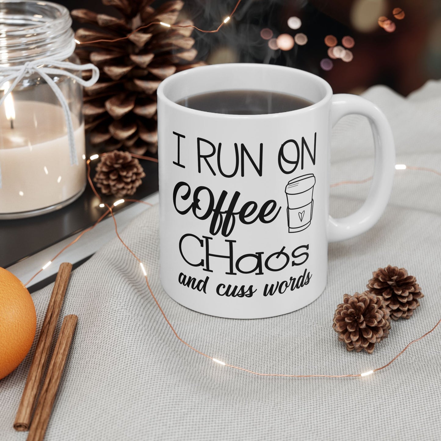 Coffee, Chaos, Cuss Words Ceramic Mug