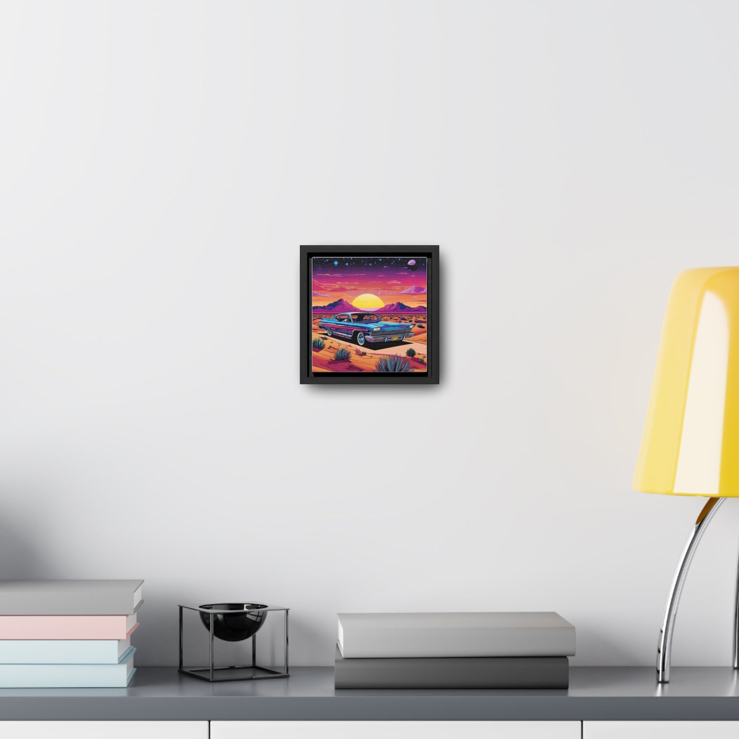 Desert Starlit Night Synthwave Car Canvas Art