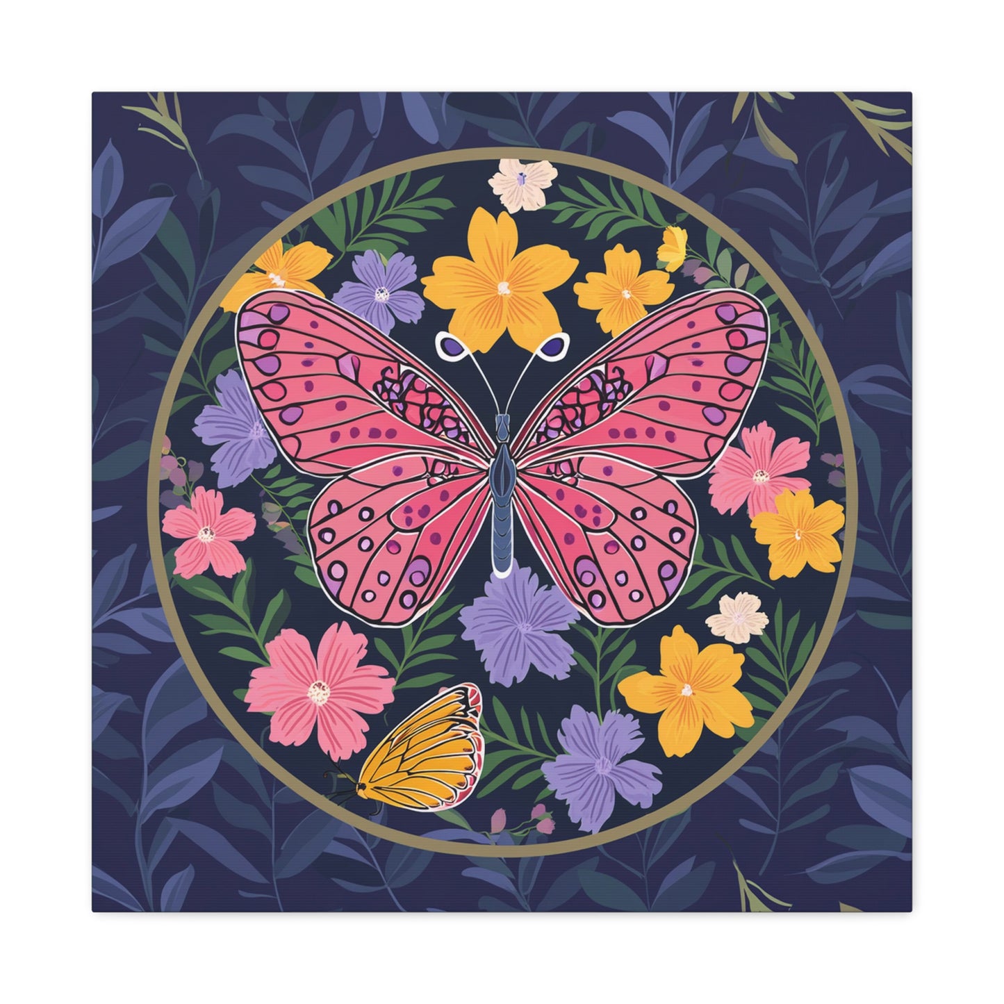 Butterfly in Flowers Canvas Gallery Wraps