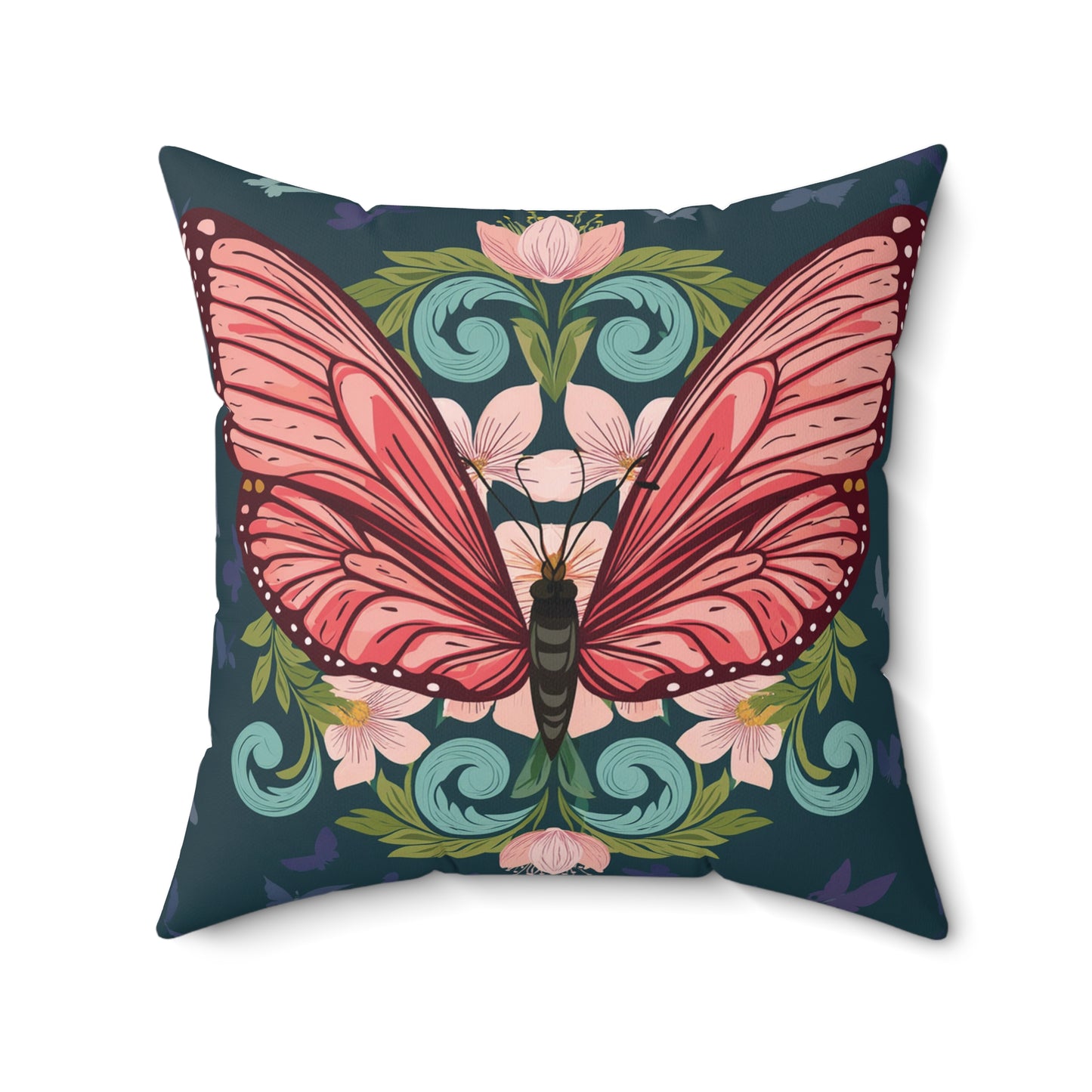 Butterfly Spun Polyester Square Pillow