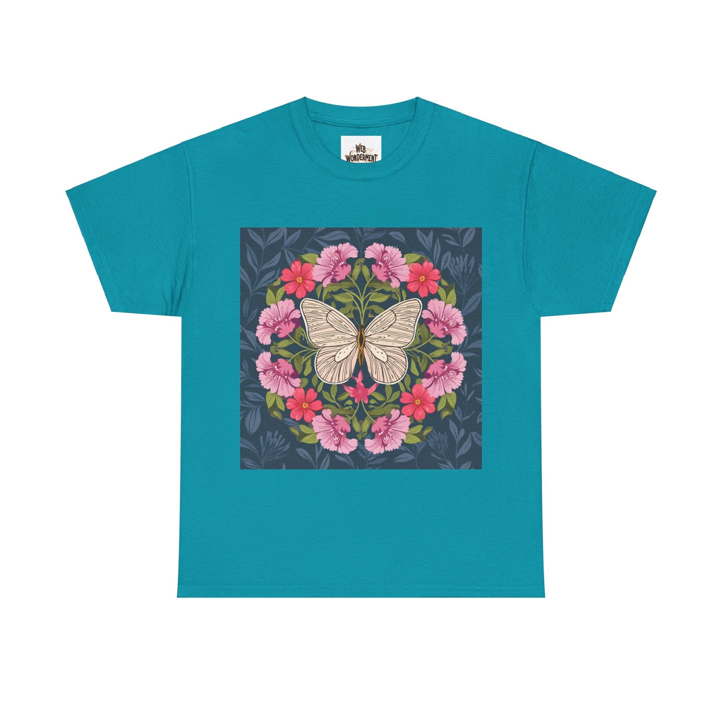 Butterfly in Flowers Unisex Heavy Cotton T-Shirt