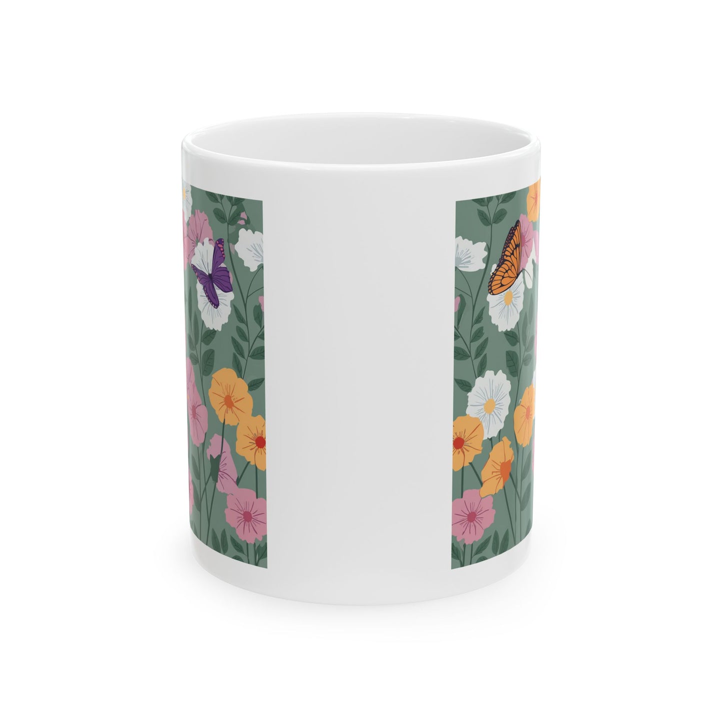 Butterfly in Flowers Ceramic Mug