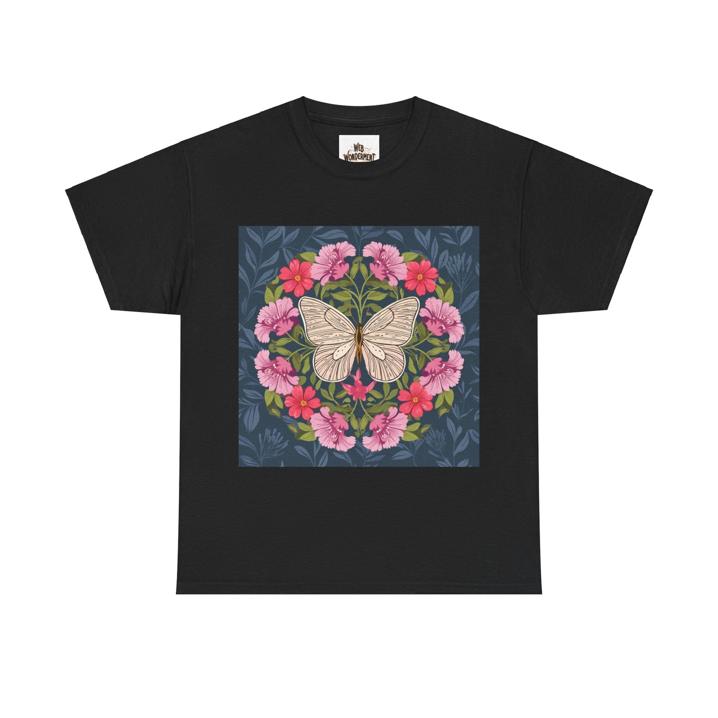 Butterfly in Flowers Unisex Heavy Cotton T-Shirt