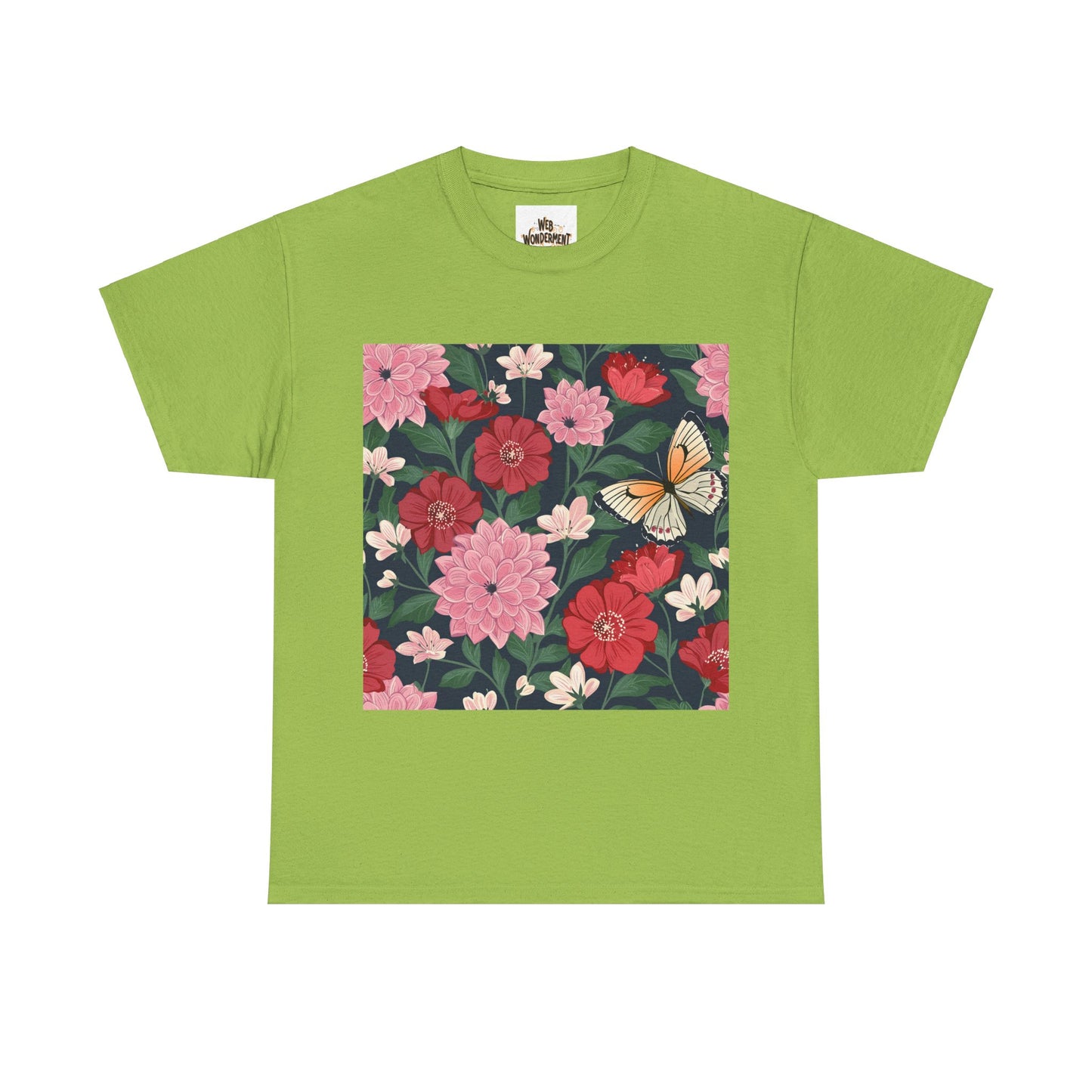 Butterfly in Flowers Unisex Heavy Cotton T-Shirt