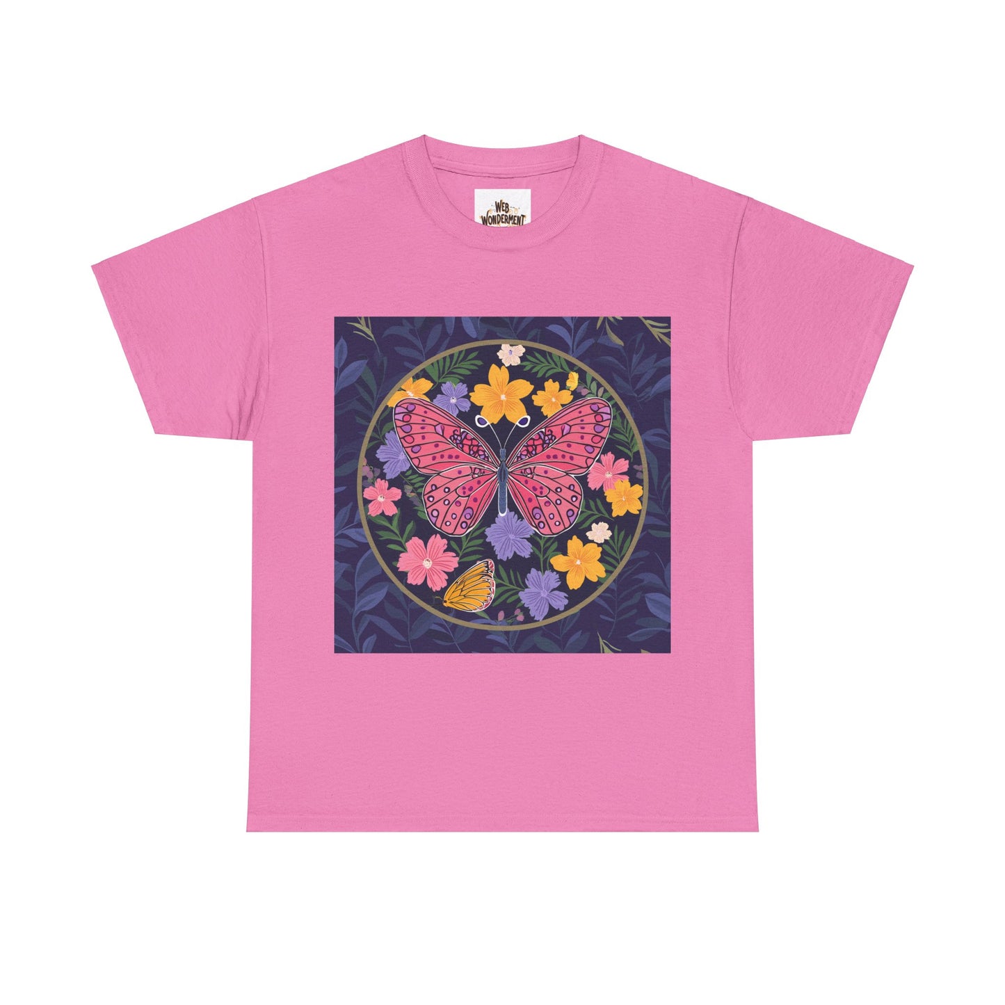 Butterfly in Flowers Unisex Heavy Cotton T-Shirt
