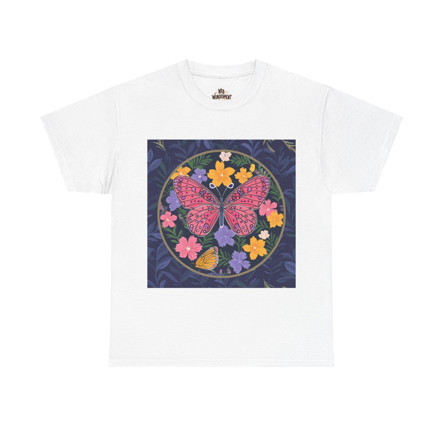 Butterfly in Flowers Unisex Heavy Cotton T-Shirt