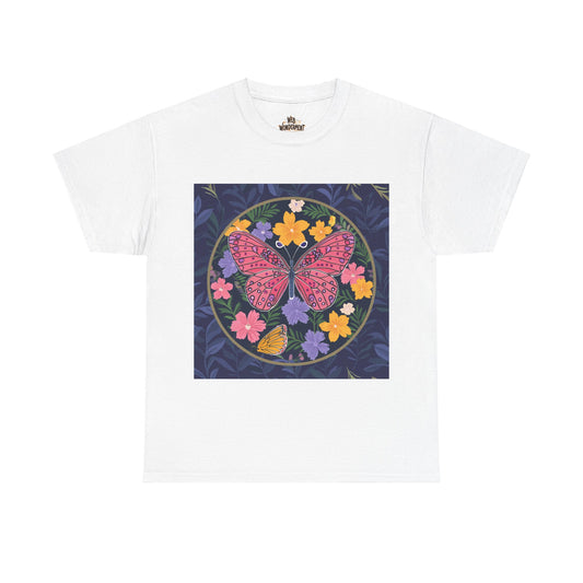 Butterfly in Flowers Unisex Heavy Cotton T-Shirt